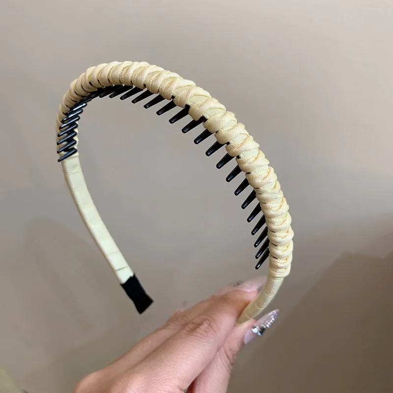 Mehrfarbiges Zahnkamm-Stirnband, rutschfestes Haarband für Frauen, Stoff-Twist-Haarreifen, Clips, Waschgesicht, Make-up-Haar-Accessoires – Detail 12