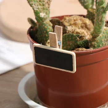 50 mini lavagne in legno per messaggi, rettangolari, con clip, per biglietti, promemoria, etichette