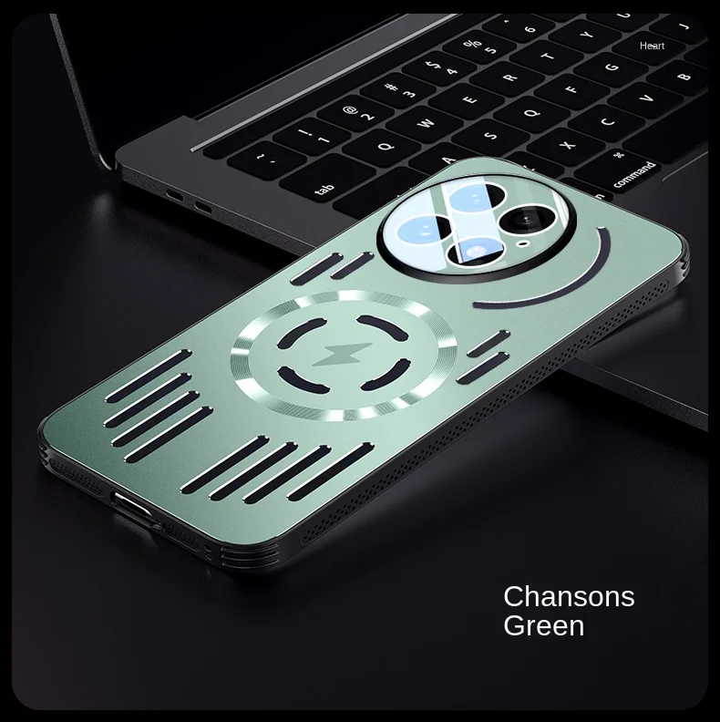 Premium Hard Metal Heat Dissipation Magnetic Wireless Charging Protective Back Cover