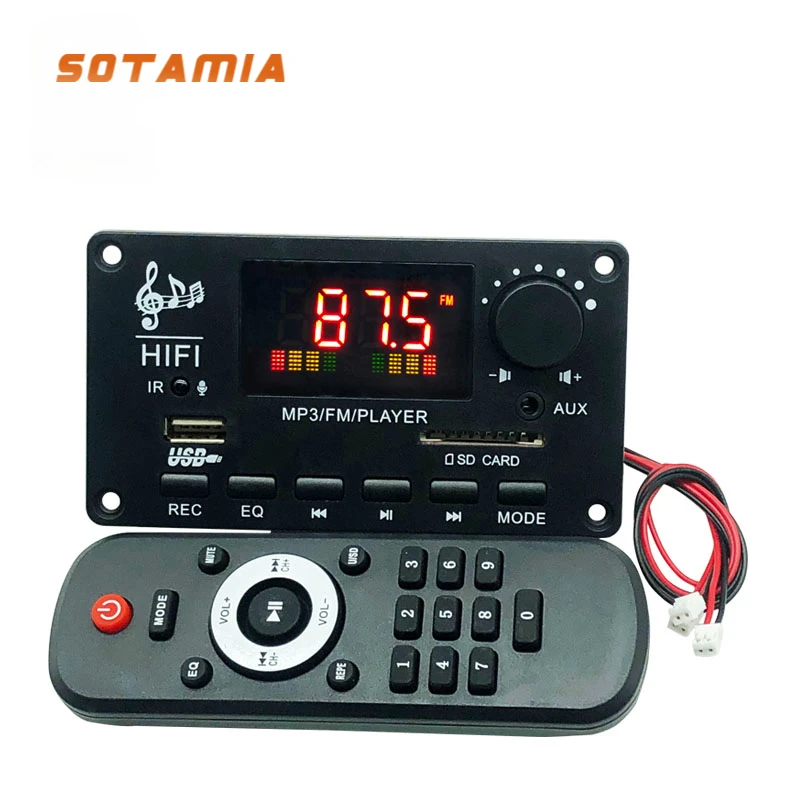 

SOTAMIA Bluetooth усилитель мощности аудио декодирующая плата 2x50 Вт стерео мини усилитель цветной экран с записью звонков без потерь радио 12 В