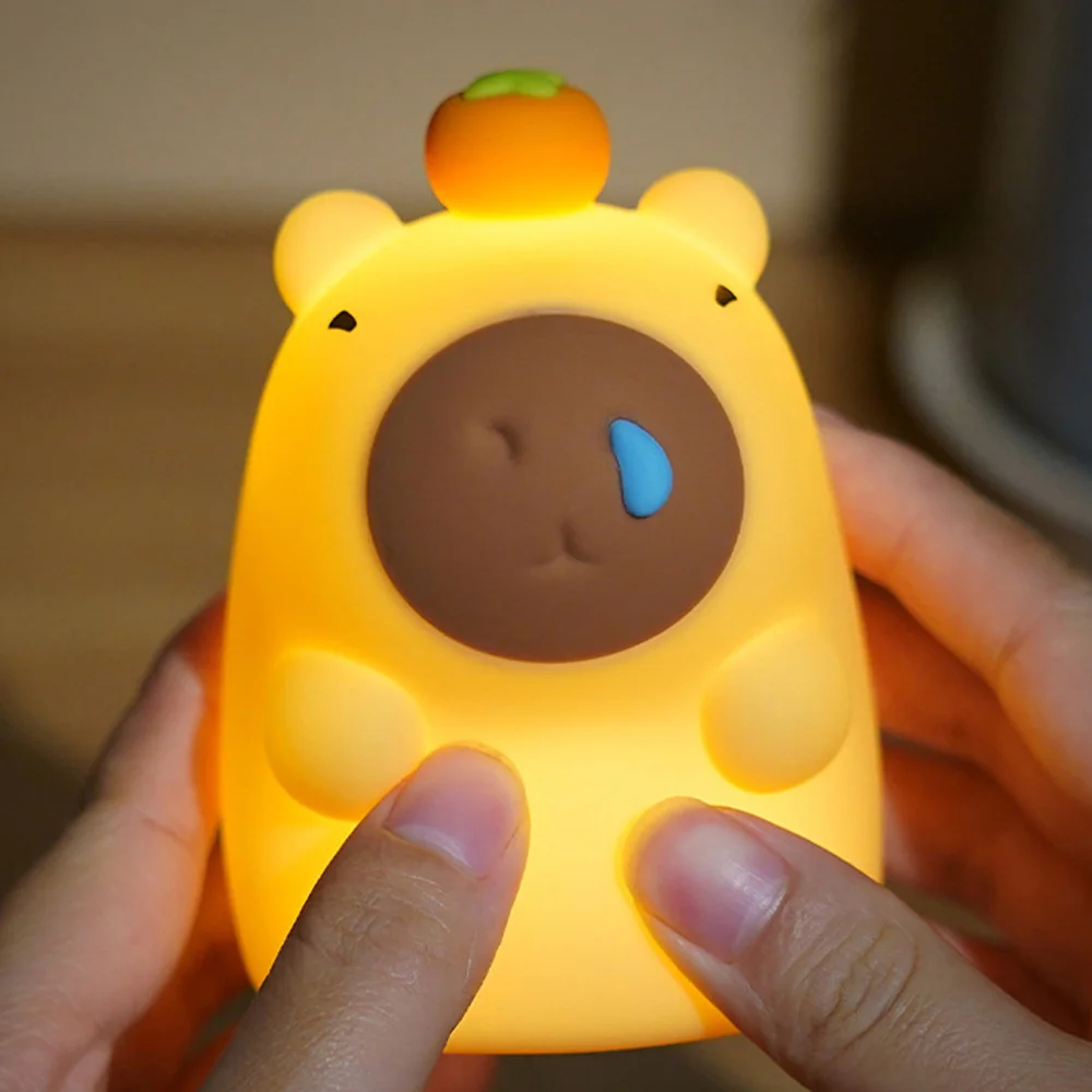 Cute Capybara Night Light Water Dolphin Pat Light USB Rechargeable Bedroom Night Home Lighting Gift for Kids