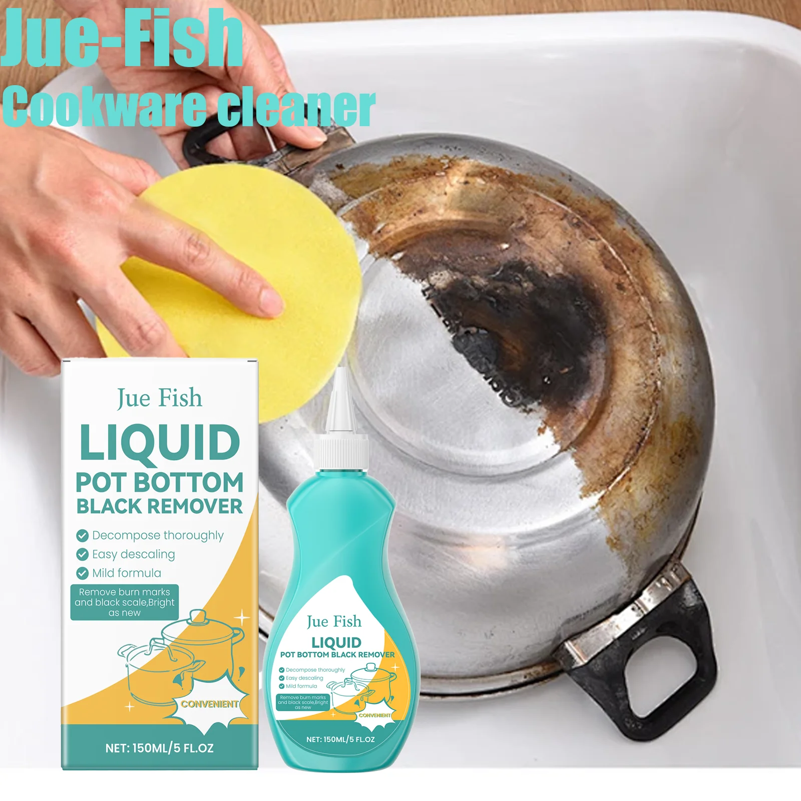 Pot Bottom Cleaner 150ml Pot Pan Cleaning Gel Cookware Black Scale Remover Pot Bottom ...