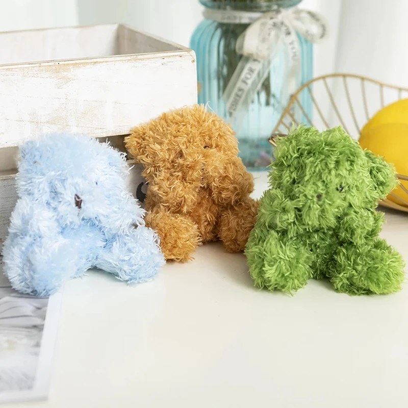 10cm Cute Animal Long Plush Doll With Chain Kawaii Bear Toy Small Pendant Doll Bag Key Fun Pendant For Children And Girls Toy