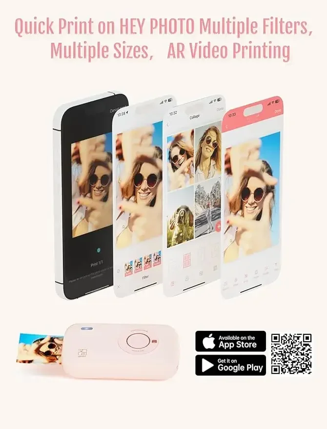 GlowMartColor Printer Phone Pocket Portable Wireless 300DPI Mini Hand Photo Printer Thermal Sticker Machine