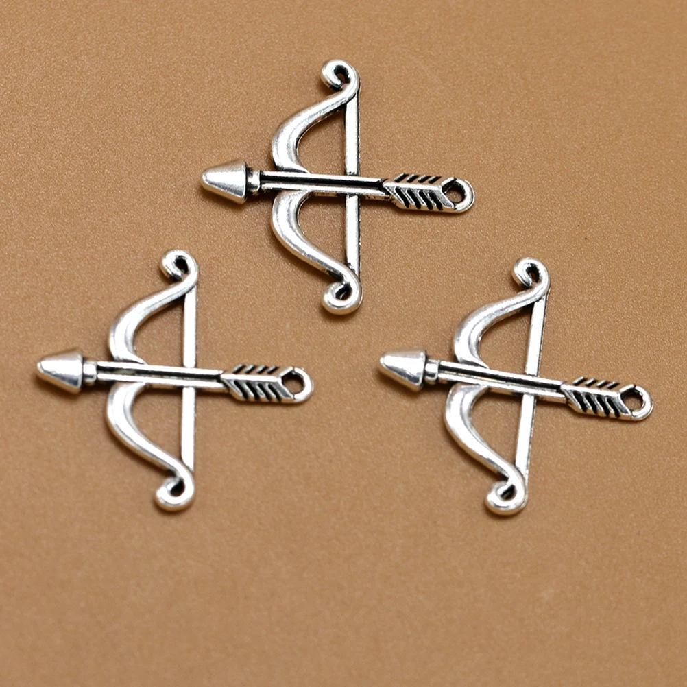 20개 활과 화살 목걸이 벌크 참 합금 펜던트 가방 DIY 목걸이 황동 커넥터