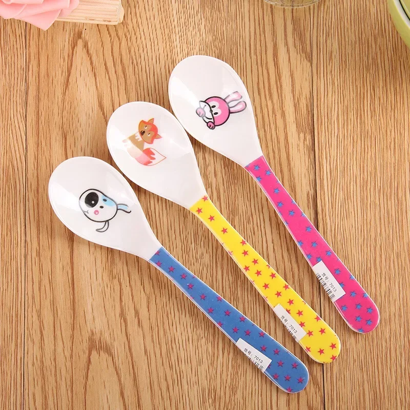 5/10pcs New Children Colorful Spoon Coffee Heart Cake Plastic Meal Spoon Home Restaurant Tableware Spoons kitchen accessories