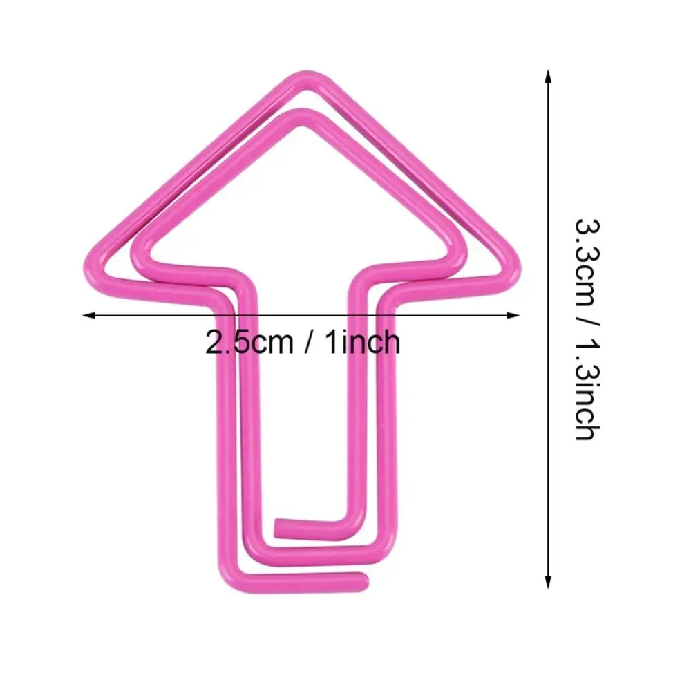 12pccs 화살표 모양 화살표 종이 클립 금속 종이 클립 소형 종이 클립 플라스틱 코팅 플래너 클립 문서 정리