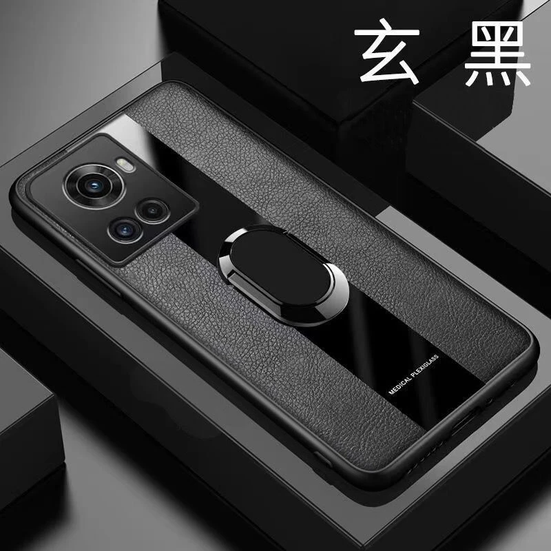 Stylish Luxury Leather Magnetic Holder Phone Cover with Camera Protection and Shockproof Bumper