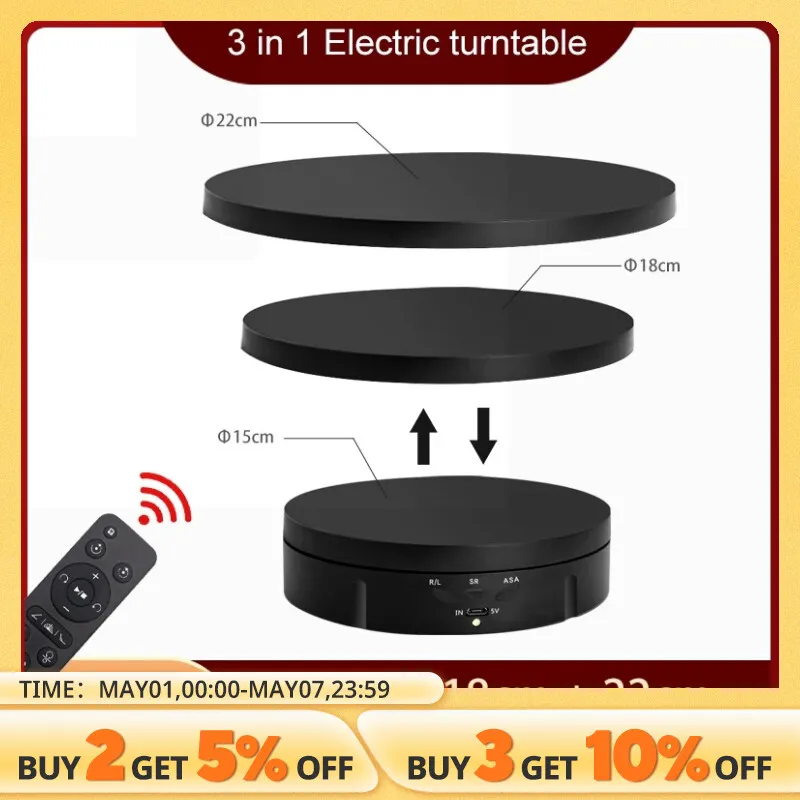 3 Speeds Electric Rotating Visualizer 360° Turntable Regulation USB Charge Display Stand For Video Shooting Prop Jewelry Shoes