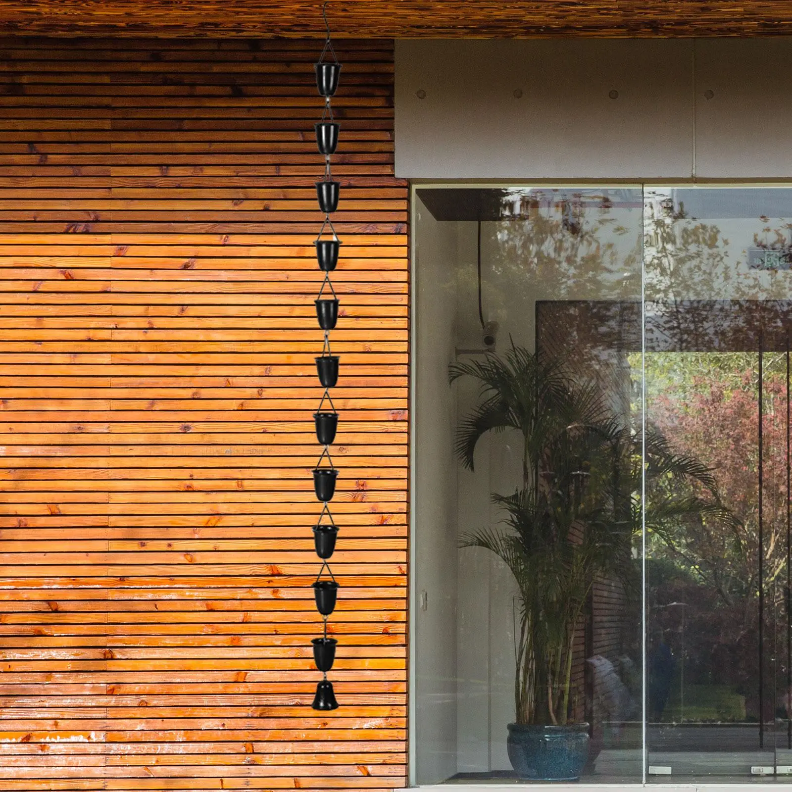 Black Metal Cup Rain Chain for Gutters 1