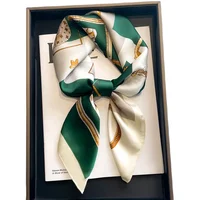 Foulard carré de luxe pour femmes, châle en soie, sensation de soie, Hijab en Satin, enveloppes de mode, bandes de cheveux, ruban, bandeau Bandann 1
