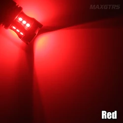 Dual Pack LED Car Lights - High Brightness White & Red Brake, Reverse, and DRL Bulbs - 7440 W21W WY21W T20 (Red)