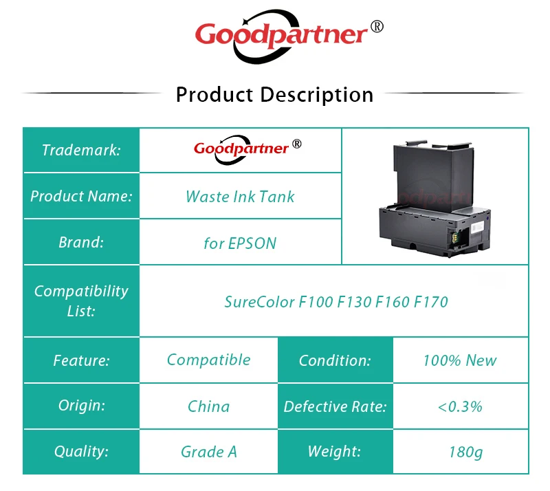 Tanque de Manutenção de Resíduos de Tinta para Epson Sc-f100 Sc-f130 Sc-f160 Sc-f170 5x C13s210125 S210125 Sc23mb - Imagem 6