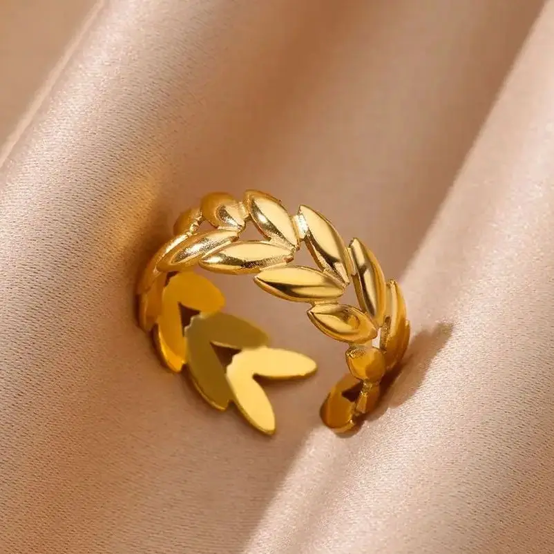 Classic Leaves Rings Stainless Steel Ring For Women Wedding
