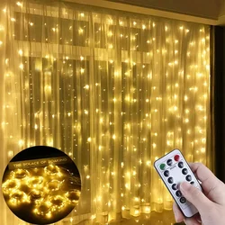 Curtain LED String Lights Garland Festival Christmas Decoration USB Remote Control Holiday Wedding Fairy Lights for Bedroom Home