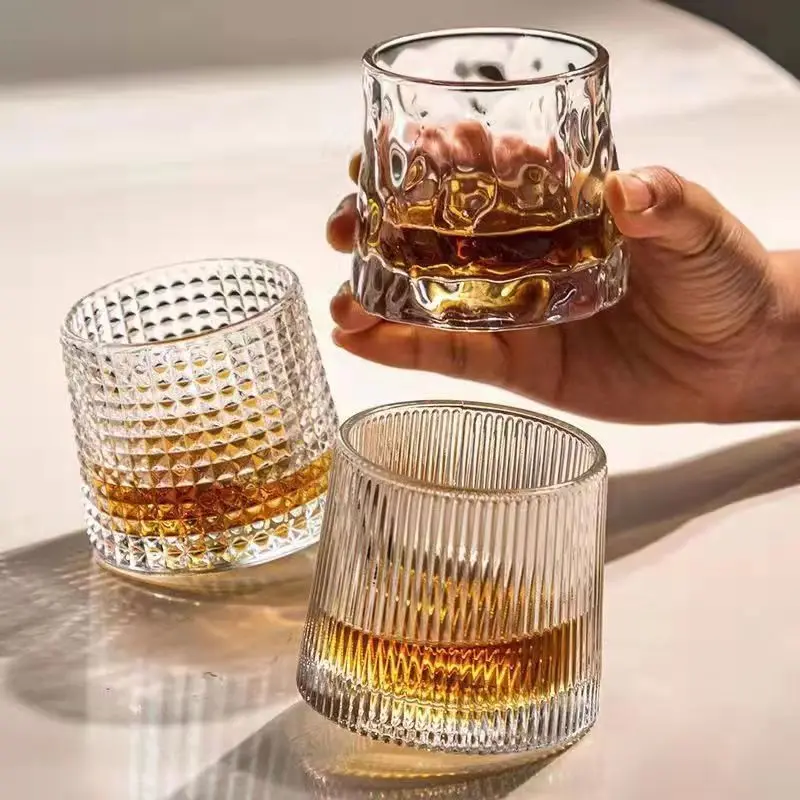 Whiskey Glass 160ml Thicken Creative Whiskey Glass Rotating Tumbler Spinning Liquor Cognac Brandy Snifter