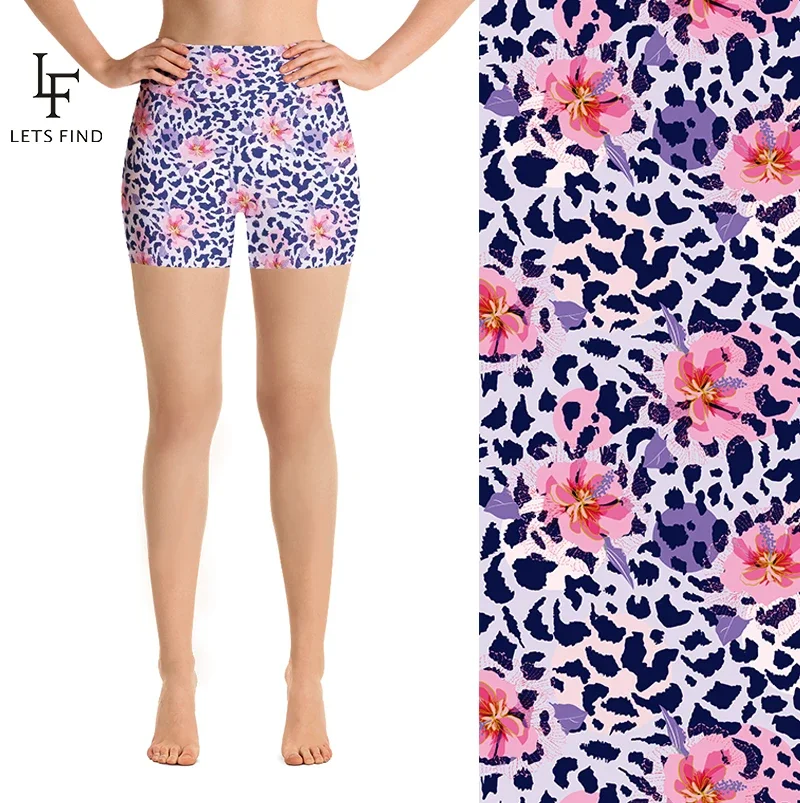 LETSFIND  Summer New Design Women Fitness Elastic leggings High Waist Flowers Milk Silk Print Leggings