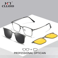 CLLOIO Titanium 3 In 1 Magnet Clip Optical Myopia Glasses For Men Polarized Sunglasses Hyperopia Prescription Reading Glasses