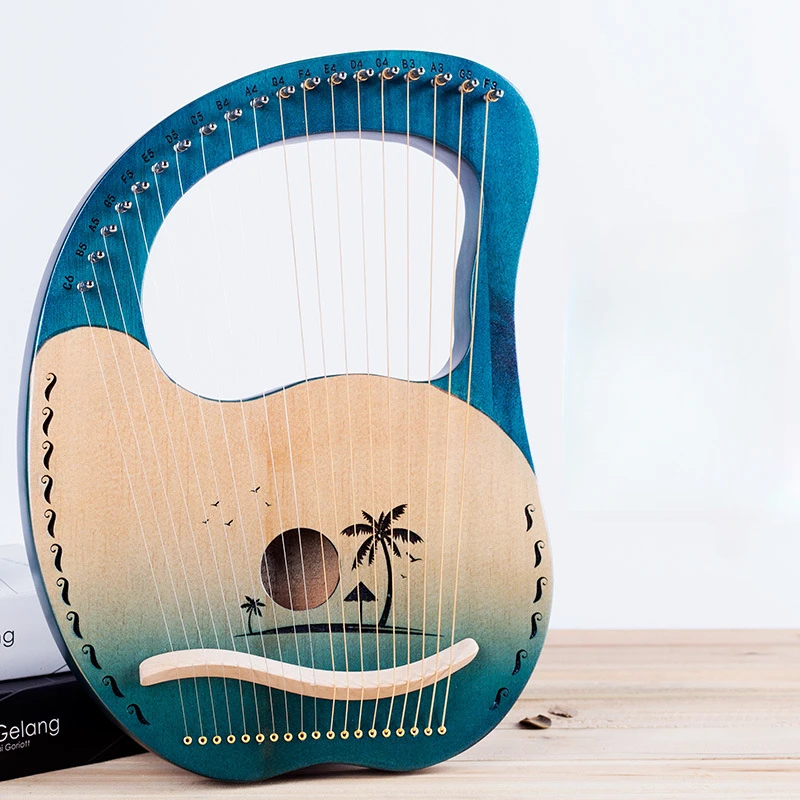 木製のライアーハープ打楽器、リラ楽器、木琴、ミニチュア打楽器