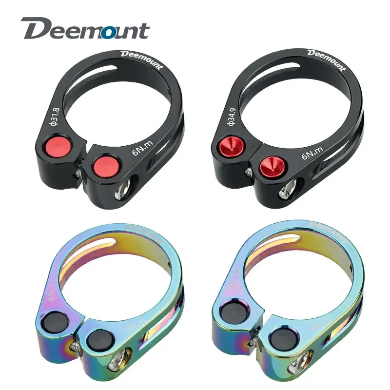 Road Bike Seatpost Clamp 31.8/34.9mm Anodized coloring CNC Seatpost Retention Clip Hollow out Light Dual Nuts Weight Fastener