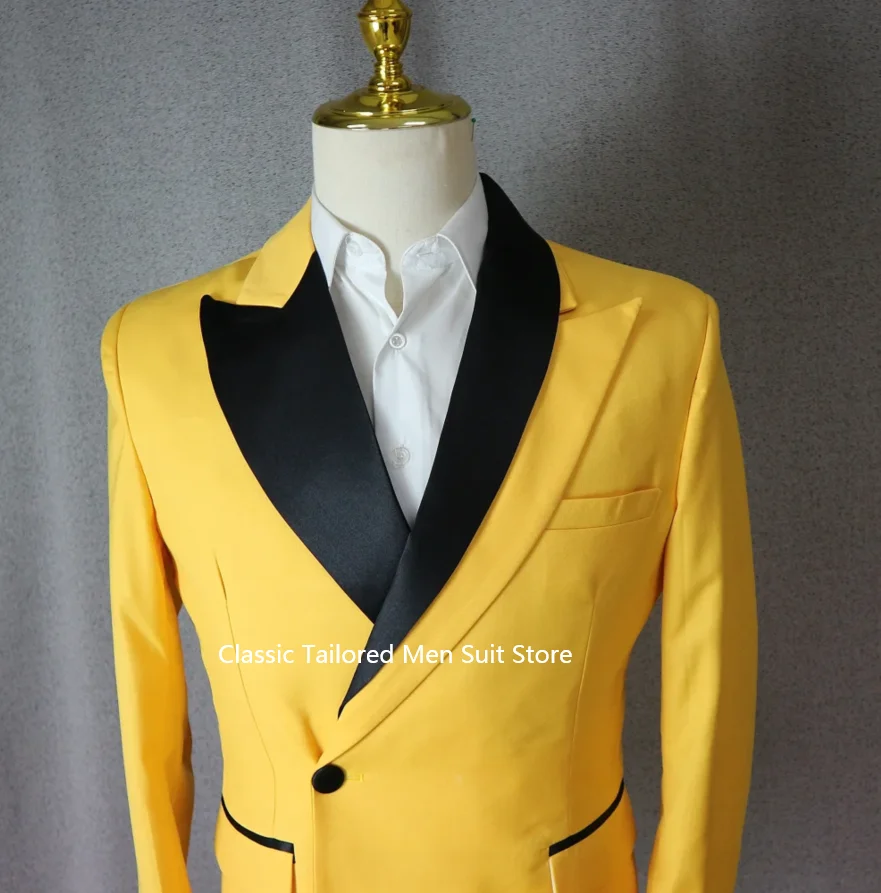 Mens Suit Groom Tuxedo Peaked Lapel Double Breasted
