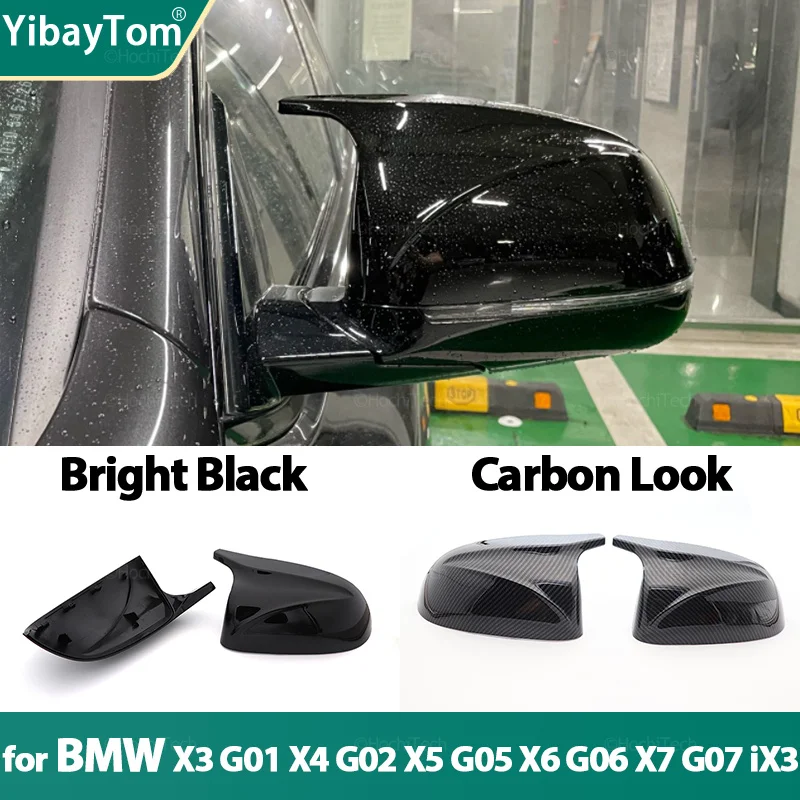 

Колпачки из углеродного волокна для боковых зеркал заднего вида, крышки для BMW x3 G01 x4 G02 x5 G05 2018-22, черные аксессуары, стиль M3, верхний слой