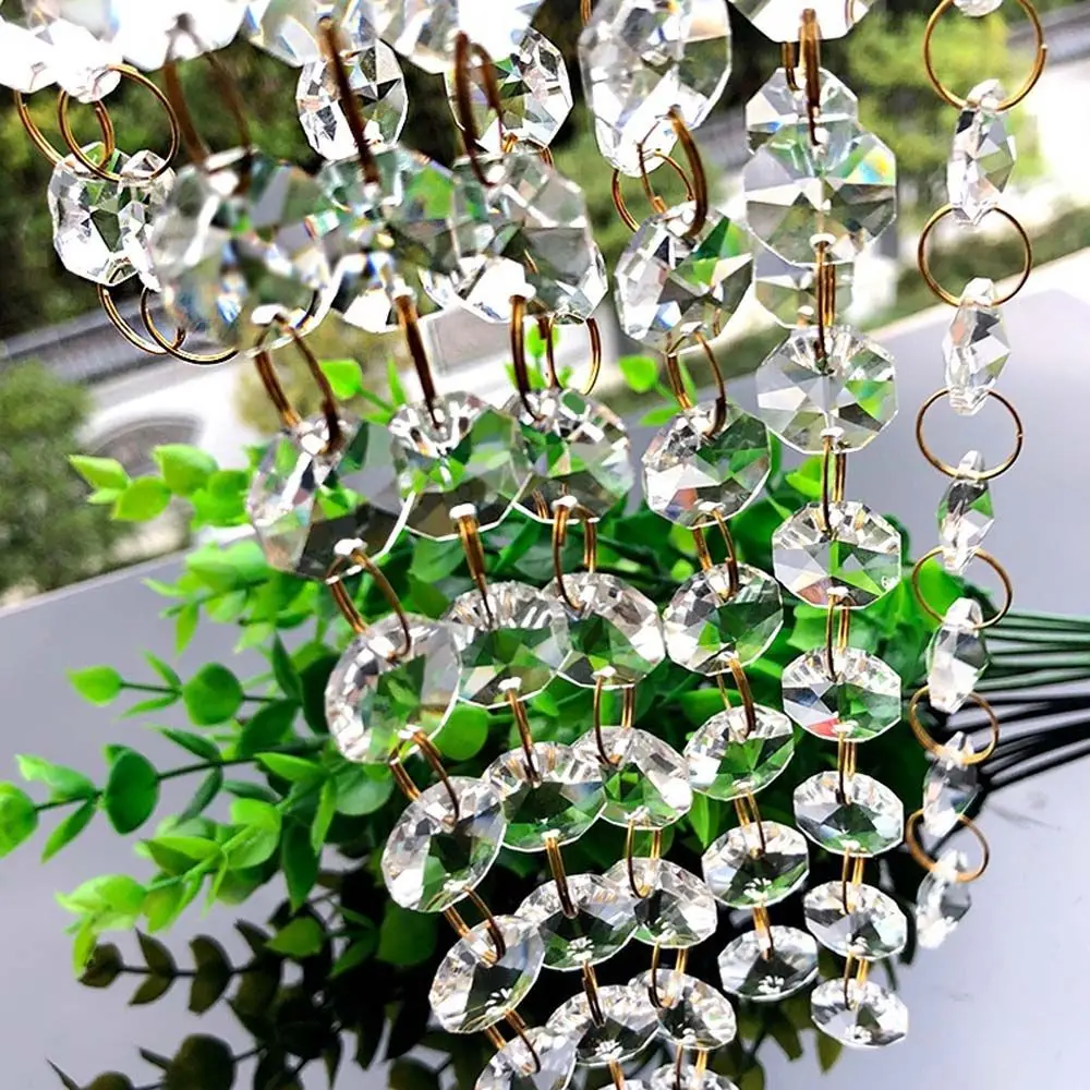 Handmade Home & Garden DIY Chandelier Party Decor Hanging Ornament Crystal Glass Beads Octagonal Beads Curtain Diamond