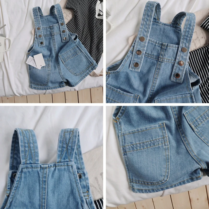 Kids Outfits Summer Kids Boys Girls Cowboy Braces Rompers Infant Baby Denim Bib Shorts Casual Suspender Jeans Shorts Pants