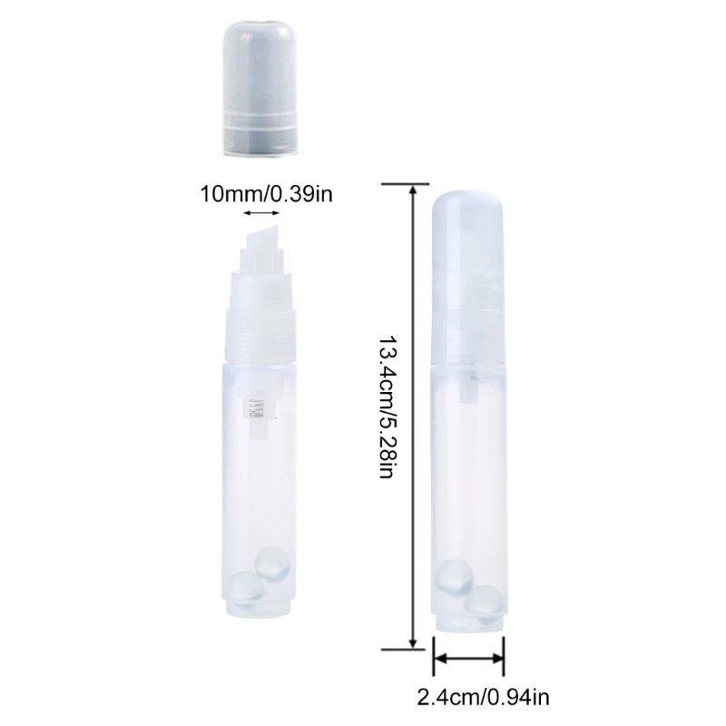 1/2Pcs Refillable Empty Paint Pen Clear Pen Rod Acrylics Empty Marker 10mm Chisel Tip For Writing Drawing D2RC