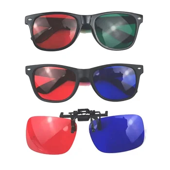 Ambliopia Training Occhiali 3D rossi blu Sinistra Blu Destra Software per la visione rossa Funzione visiva Clip speciale Occhiali rossi blu