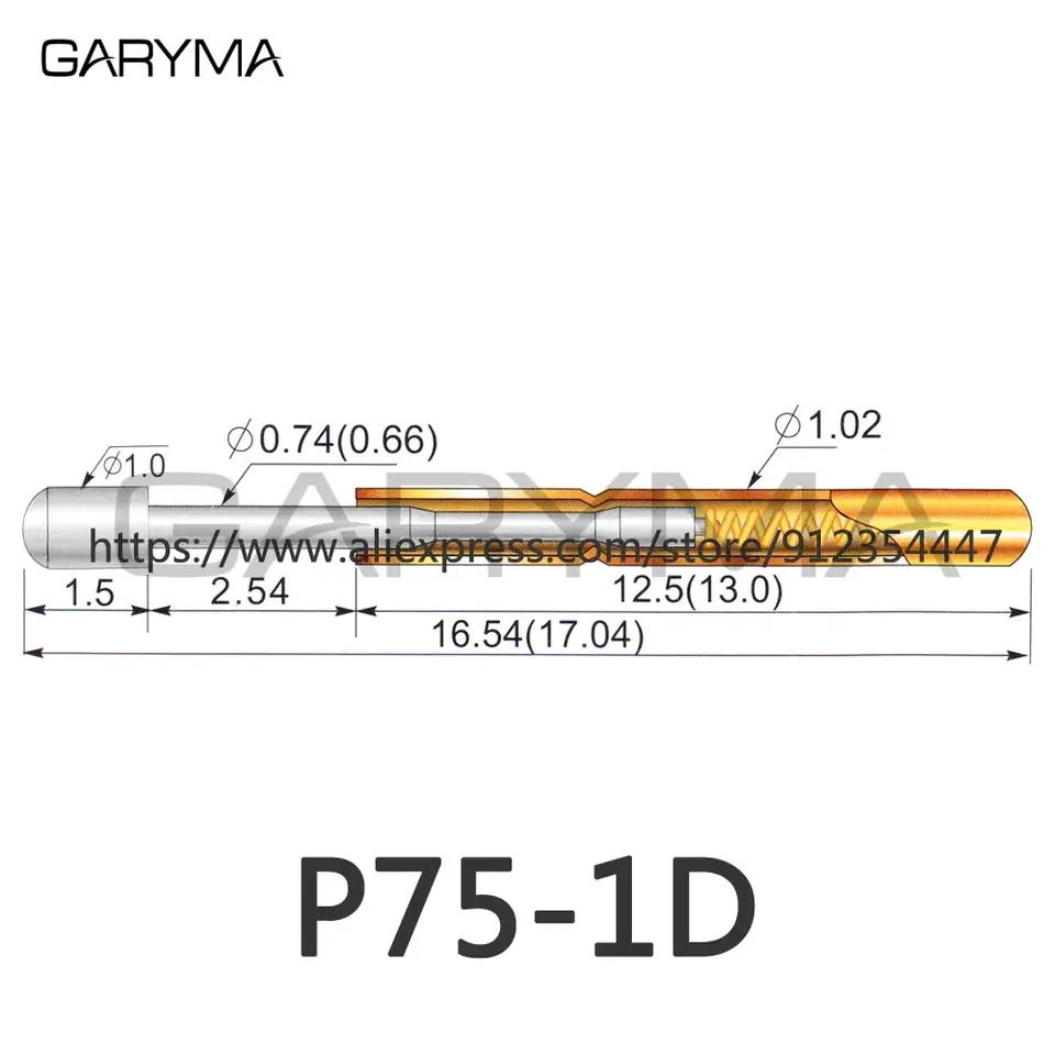 100Pcs P75-A2 P75-B1 P75-1D P75-D2 P75-D3 P75-E2 P75-E3 P75-F1 P75-G2 R75-1S R75-2S 3S Spring Test Probes Pogo Pins Receptacle image 13