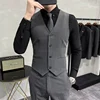 S-7XL High-end Brand Solid Color Elastic Men's Casual Business Vest Groom Wedding Suit Party Waist Coat 1