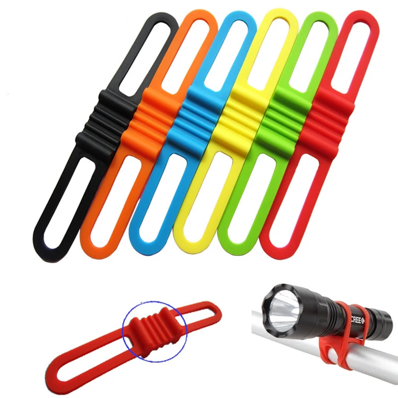 1pc Cycling Bike Bicycle Handlebar Silicone Strap Band Elastic Strap Bandage Flashlight Bandages