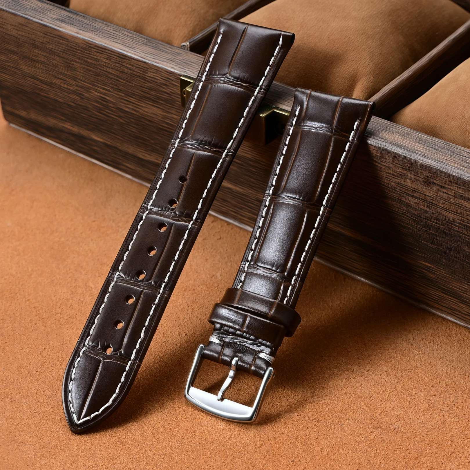 Premium Genuine Leather Watch Band - Universal Fit Replacement Wristband