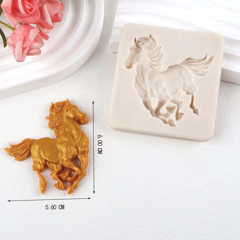 Stampo in silicone per cavalli 3D, stampi per cioccolato, stampi in pasta di gomma, stampi per