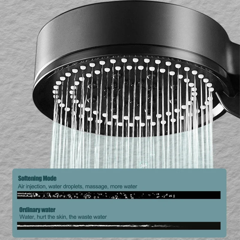 5 Modes Adjustable Rain Drenching Mode Black Bath Shower Head Head Water Saving High Pressure Showerhead Bathroom Accessories 2