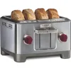 2024 Wolf Gourmet 4-Slice Extra-Wide Slot Toaster with Shade Selector, Bagel and Defrost Settings, Red Knob, Stainless Steel 1