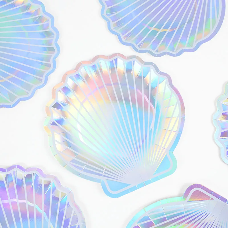 Mermaid Birthday Party Disposable Tableware Set Under The Sea Party Little Mermaid Girls 1st Birthday Decoration Shell Balloons