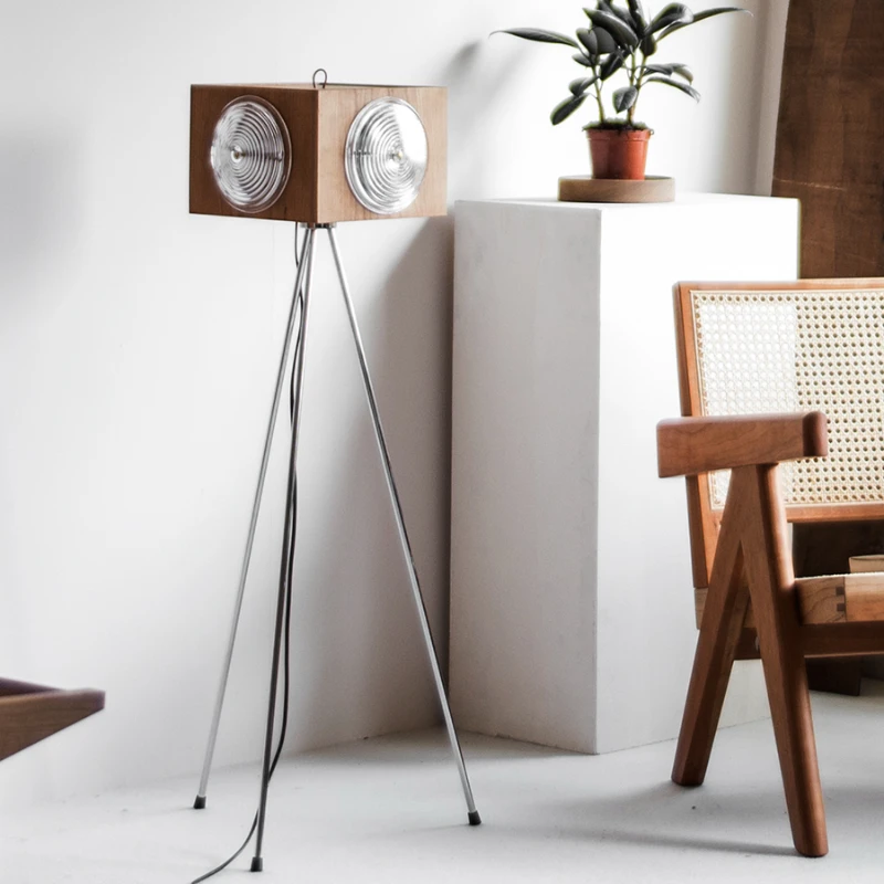A-Dai Vintage Floor Lamp Ambience Cherry Wood Stainless Steel Study Bedroom Living Room
