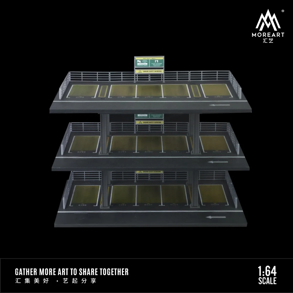 MoreArt 1:64 Three Storey Steel Frame Style Garage Scene Model Car Parking Lot Display&Collection&Gift 