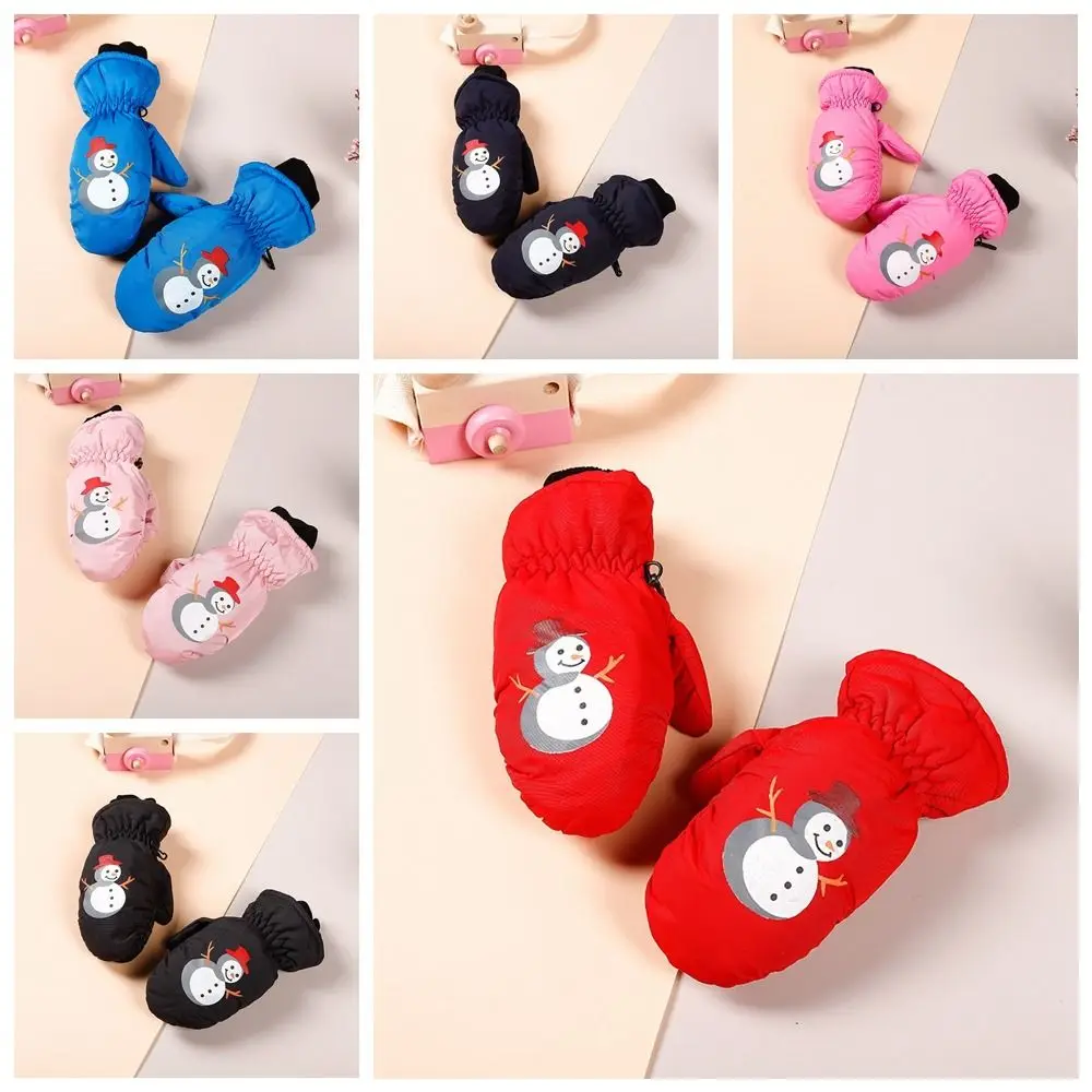 

Aged 2 To 5 Years Children's Snow Gloves Windproof Waterproof Winter Kids Ski Mittens Snow Man Anti Loss Buckle