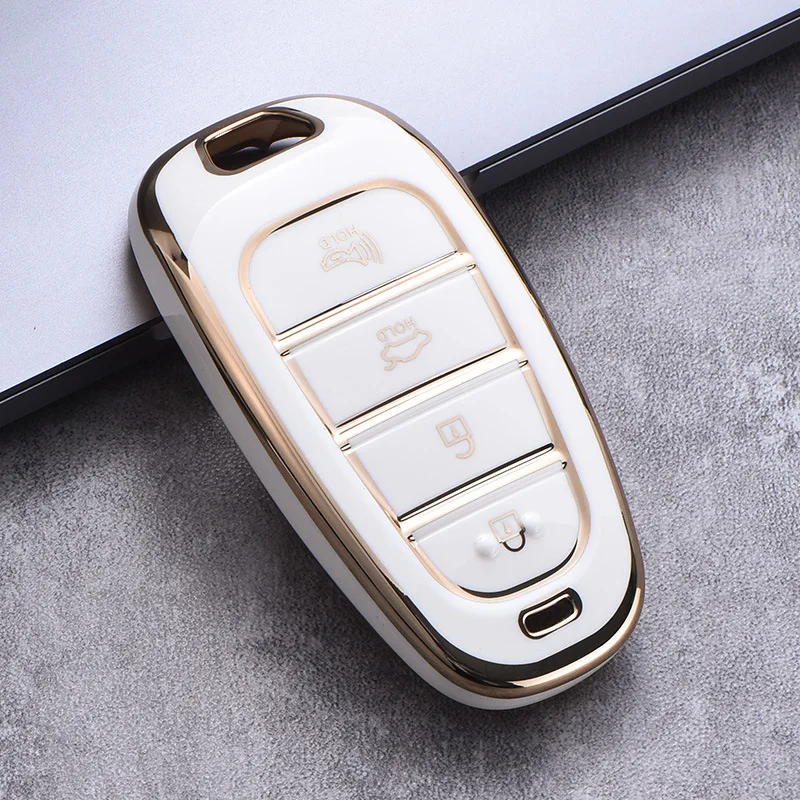 TPU Car Key Case Cover for Hyundai Santa Fe Tucson 2022 NEXO NX4 Atos Prime Solaris 2021 4 5 Button Auto Accessories