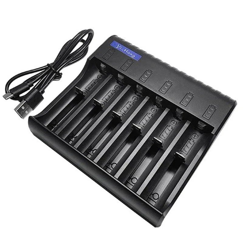 A10I 6 슬롯 전기 배터리 충전기 스마트 LED 표시기 USB 충전기 홈 AA/AAA NiMH/NiCd 충전식 배터리 충전기