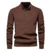 Autumn Winter Mens Sweater Half High Neck Zipper Solid Elastic Slim Fit Long Sleeve Pullover Men Business Casual Knit Sweaters 4