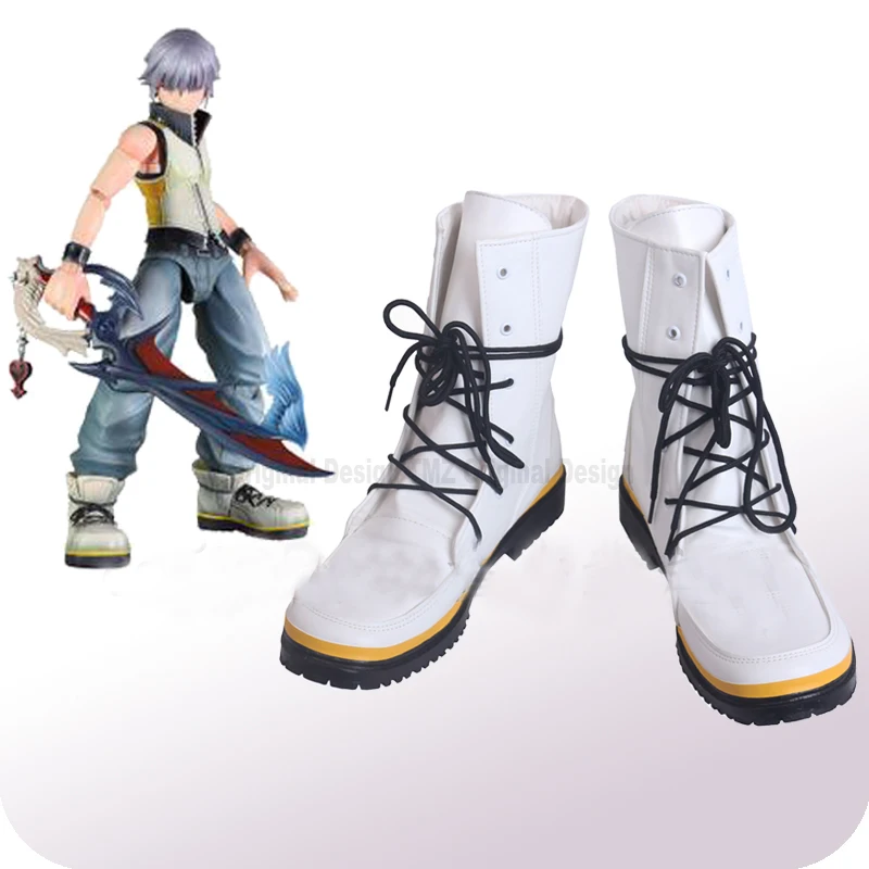 Kingdom Hearts Riku Scarpe Cosplay Bianche Stivali Halloween Carnevale Accessori Costume Cosplay