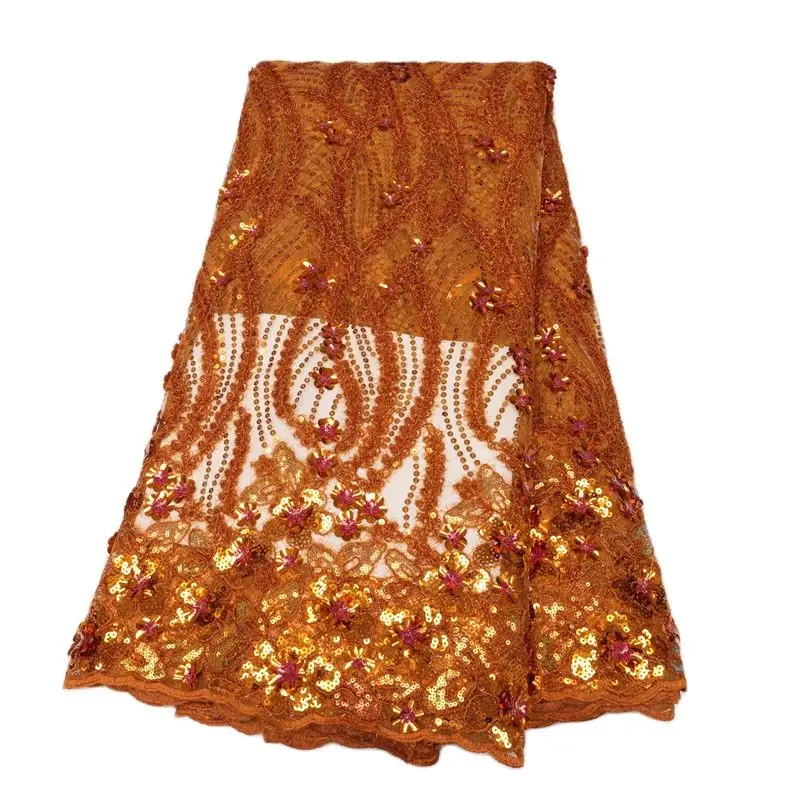High Quality French Mesh Lace African Lace Fabric With Sequins