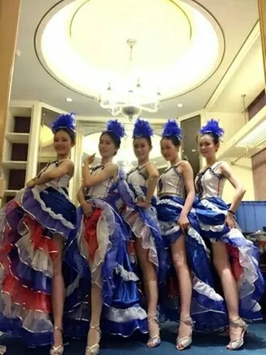 French Can Can Dance Costume Can-can Dresses Headwear Cancan Stage Performance Opening Dance Clothes Outfits