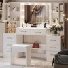 White Vanity Set, Makeup Vanity with 10 LED Lights, 8 Metal Sliding Drawers & 2 Cabinets ,58.3" Vanity Desk with Mirror & Lights 1