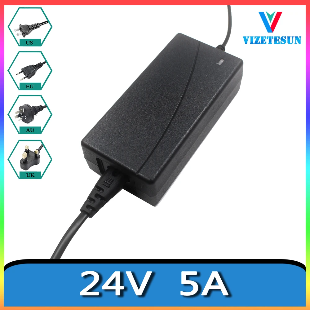 

AC110-240V DC 24V 5A Universal Power Adapter Supply Charger adaptor EU US AU UK for LED Strips