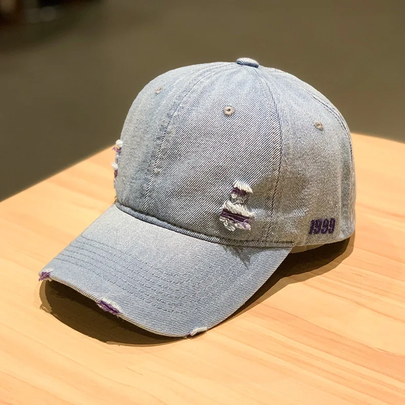 Neue Retro Einfarbig Denim Baseball Kappe Stilvolle Fashioned Verwitterte Entenschnabel Hut Trendy Unisex Straße Hip Hop Sonnenschirm Kappe – Detail 8
